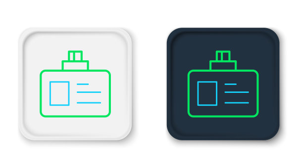 行标识徽章图标孤立在白色背景上。它可以用于展示，公司的身份，广告。色彩斑斓的轮廓的概念。向量图片下载