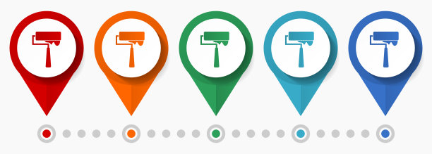 油漆，画家概念矢量图标集，平面设计指针，信息图形模板图片下载