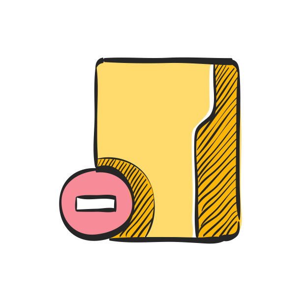 彩色绘图中的文件夹图标。计算机办公文件binder删除删除图片下载