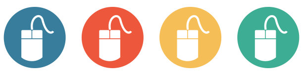 4个按钮的彩色横幅:电脑鼠标图片下载