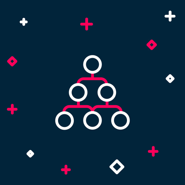 在线业务层次结构组织图信息图图标孤立在蓝色背景上。公司组织结构图形元素。色彩斑斓的轮廓的概念。向量图片下载