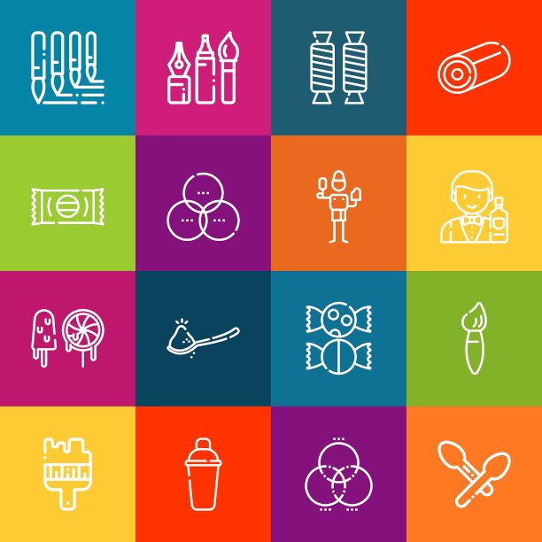 混合元素的现代细线图标集。优质的轮廓符号集合。简单的单线象形图包。网页图形的笔画矢量标志概念图片下载