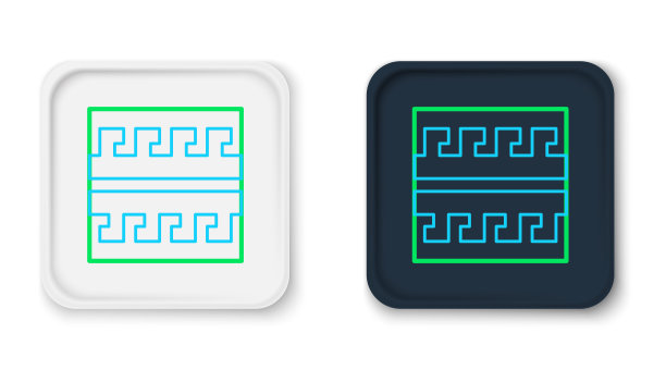 线古希腊图案图标孤立在白色背景上。色彩斑斓的轮廓的概念。向量图片下载