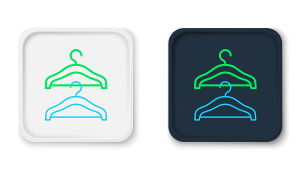线衣架衣柜图标孤立在白色背景。衣帽间图标。衣服服务的象征。衣服衣架的迹象。色彩斑斓的轮廓的概念。向量图片下载