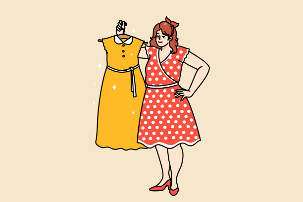 超重的女人把衣服挂在衣架上图片下载