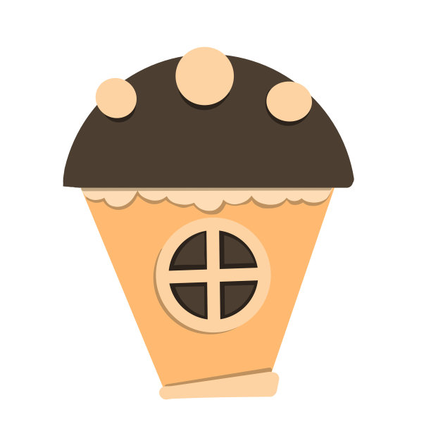 橙色公寓设计的房子在卡通风格图片下载