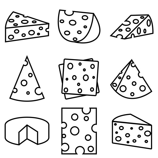 奶酪线图标，矢量轮廓标志孤立在白色背景上图片下载