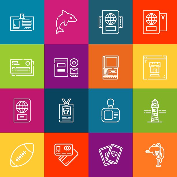 现代细线图标集的身份元素。优质的轮廓符号集合。简单的单线象形图包。网页图形的笔画矢量标志概念图片下载