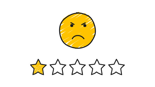 一颗星，外加一个不满的表情。劣质劣质概念。矢量手绘插图图片下载