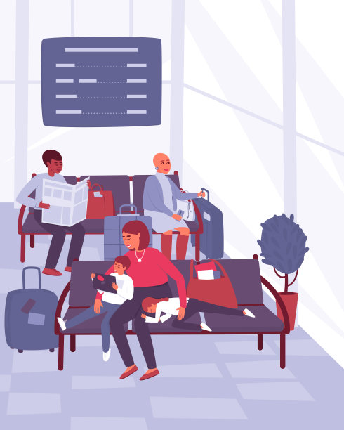 在机场等候区或候机楼里坐着的人图片下载