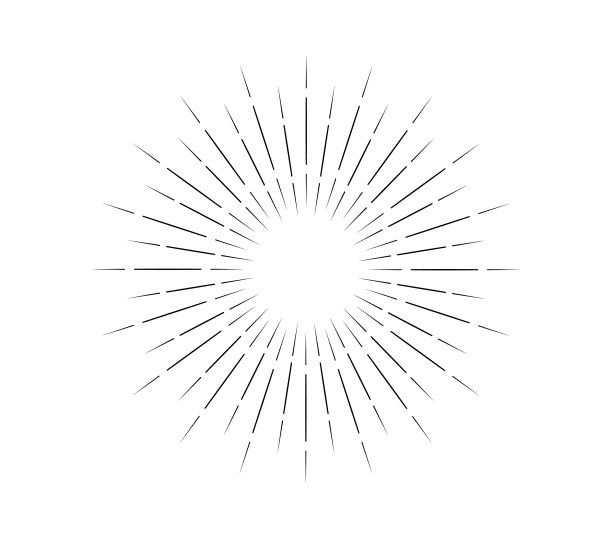 阳光图标。陈年阳光爆线。爆炸，烟花，火花，星光，晚霞。为标志，标签，徽标，旗帜的元素。矢量插图形象。孤立的白色背景。图片下载