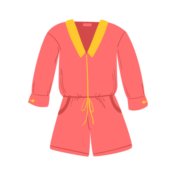 夏季流行的粉色黄色连体裤短裤，适合女性、女孩、青少年在白色媒介上隔离图片下载