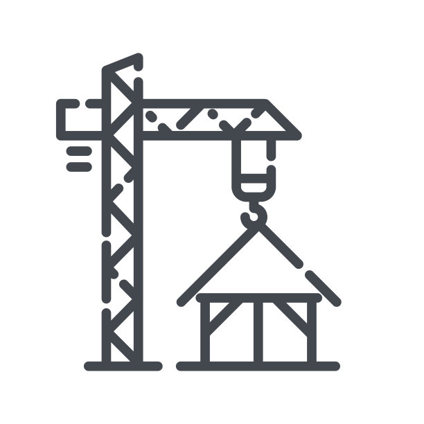 塔吊线图标侧视图孤立在白色透明背景。图片下载