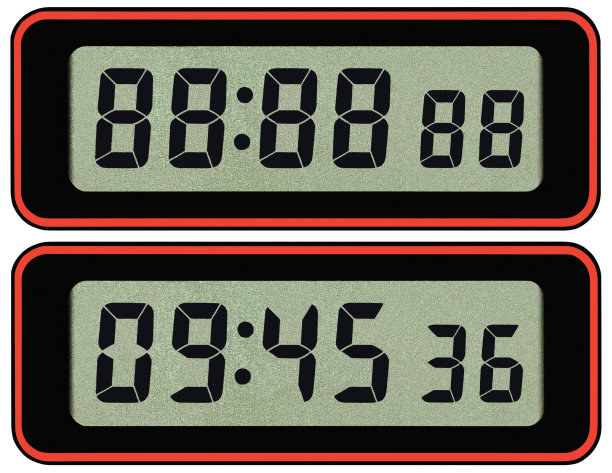 数字液晶秒表计时器字体模板，孤立七段黑色阿拉伯数字，二进制数字倒计时概念，电子闹钟手表时间数字数字隐喻宏观特写，大型详细工作室拍摄图片下载