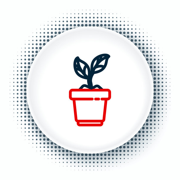 线植物在花盆图标孤立在白色背景上。盆栽植物。盆栽植物标志。色彩斑斓的轮廓的概念。向量图片下载