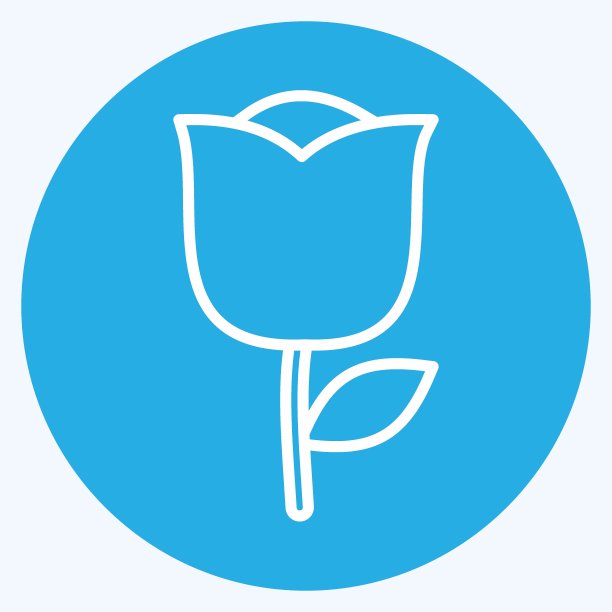 玫瑰图标在流行的蓝色眼睛风格孤立在柔和的蓝色背景图片下载