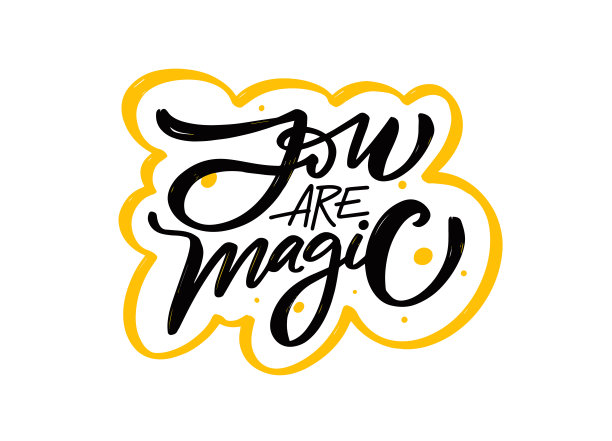 你是神奇的。现代励志儿童用语。积极的字母文字。图片下载