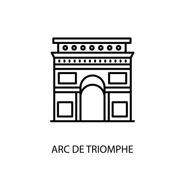 凯旋门，巴黎，法国，轮廓插图矢量。标识图片下载