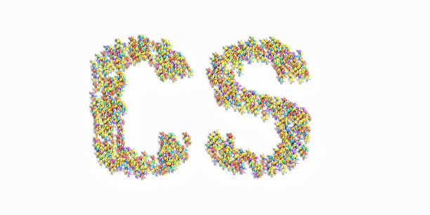 以“CS”人物的形式排成一行的3D插图图片下载