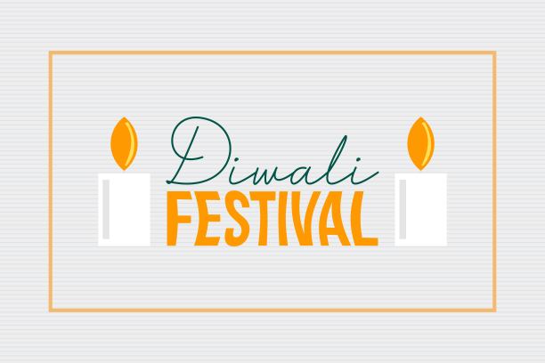 与蜡烛符号插图的排灯节印刷术。图片下载