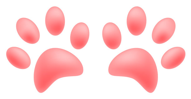 粉红色的猫爪。地上有动物的爪印。3d矢量孤立在白色背景上图片下载