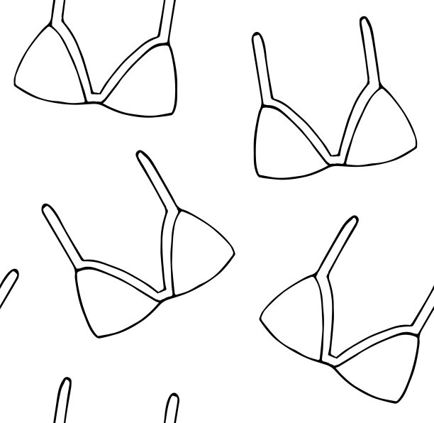 矢量无缝图案手绘涂鸦素描胸罩图片下载
