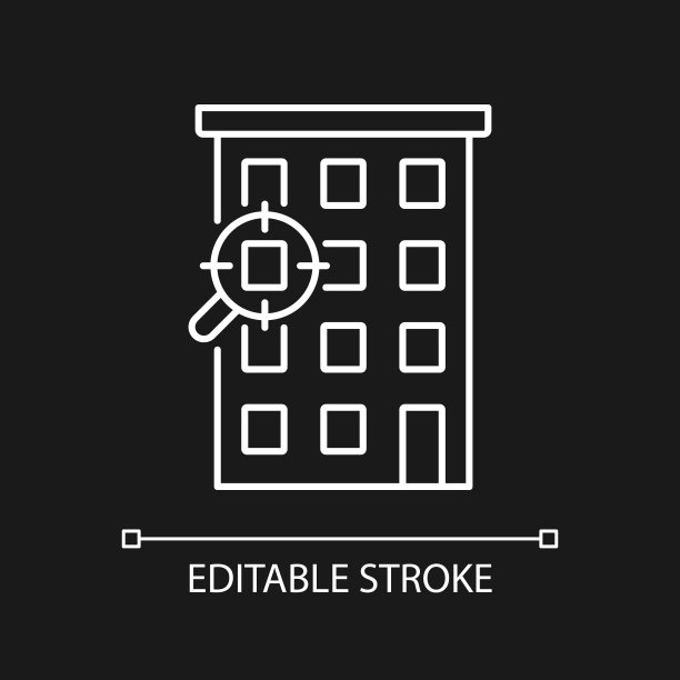 平面搜索服务的黑色主题白色线性图标图片下载