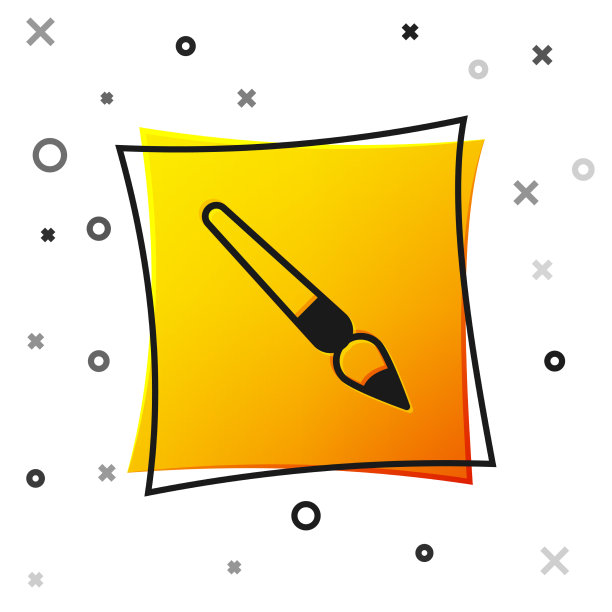 黑色油漆刷图标孤立在白色上图片下载