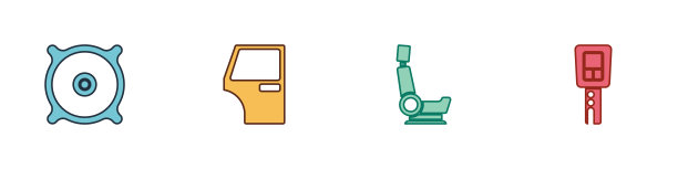 车载音箱、车门、座椅和钥匙均可设置远程图标。向量图片下载