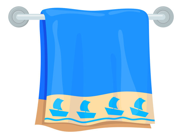 悬挂着的浴巾。可爱蓝软布图片下载