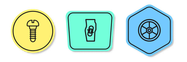 固定线金属螺丝，腿和自行车轮子上的石膏。颜色的形状。向量图片下载