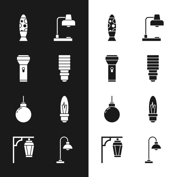 设置led灯泡、手电筒、落地灯、台灯图片下载