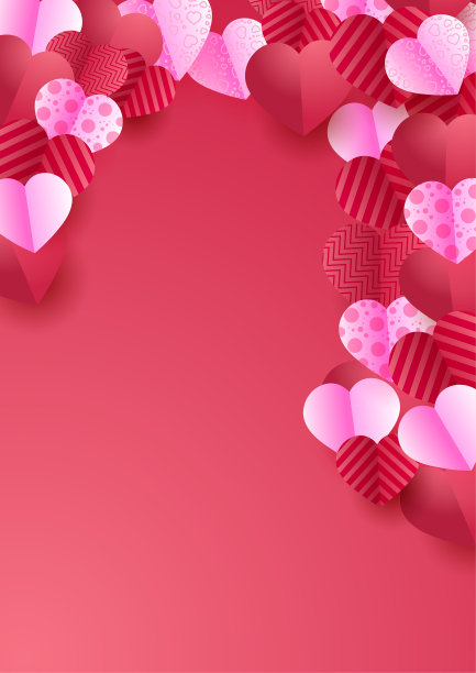 情人节卡片。爱情人节的旗帜背景与心。矢量图图片下载