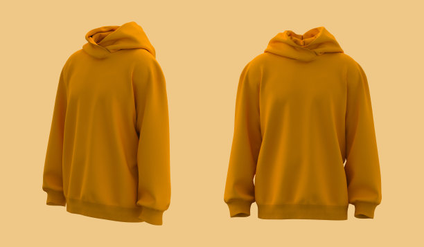 空白连帽运动衫模型在前面和侧面视图，3d渲染，3d插图图片下载