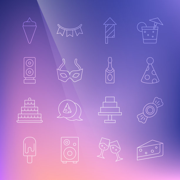 集线蛋糕糖果派对帽烟花图片下载