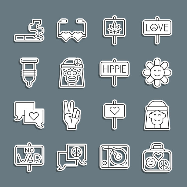 集行装旅行箱为嬉皮女孩花图片下载