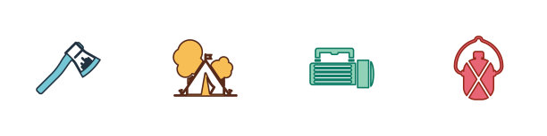 设置木斧旅游帐篷与旗帜手电筒图片下载