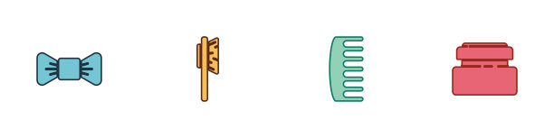 设置蝴蝶结发刷和奶油或乳液图片下载