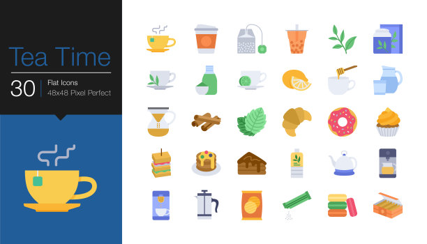 茶timee图标。平面设计。用于演示、平面设计、移动应用程序或UI。图片下载