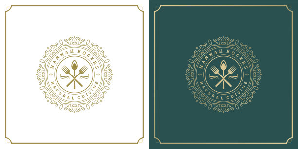 餐厅会徽设计矢量插图汤匙剪影图片下载