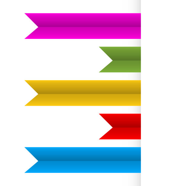 一套彩色平丝带孤立在白色图片下载