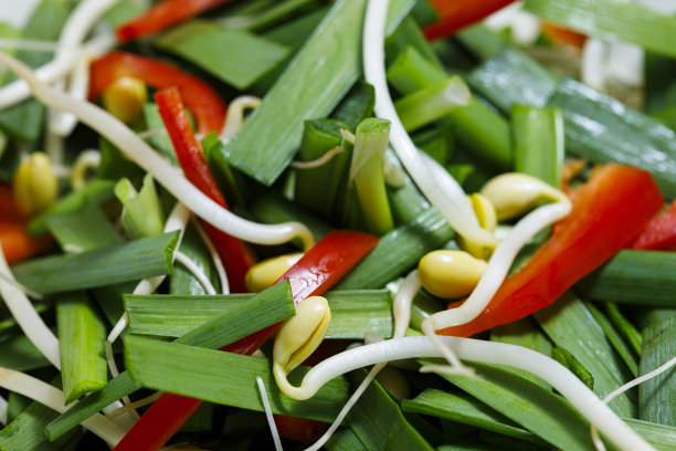 红椒片，韭菜，豆芽图片下载