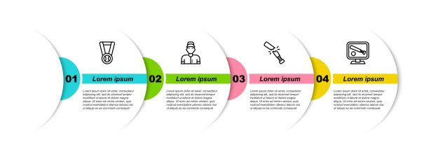 设置线奖牌与棒球，棒球运动员，坏球棒和监视器游戏。业务信息模板。向量图片下载