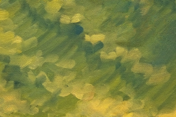 抽象艺术背景的绿色和黄色。水彩画在帆布上与橄榄梯度。图片下载