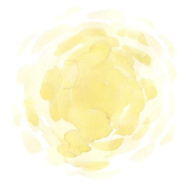 暖黄色水彩染色，发光球的光孤立在白色背景上。图片下载
