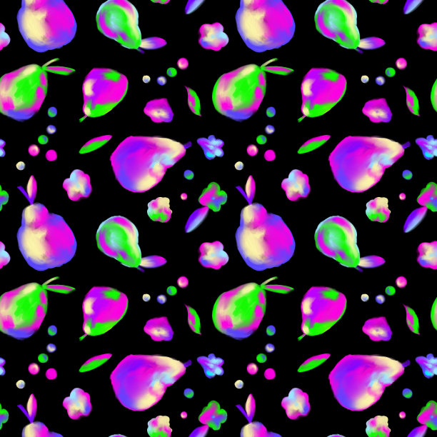 霓虹灯模糊的梨子图案上的黑色图片下载