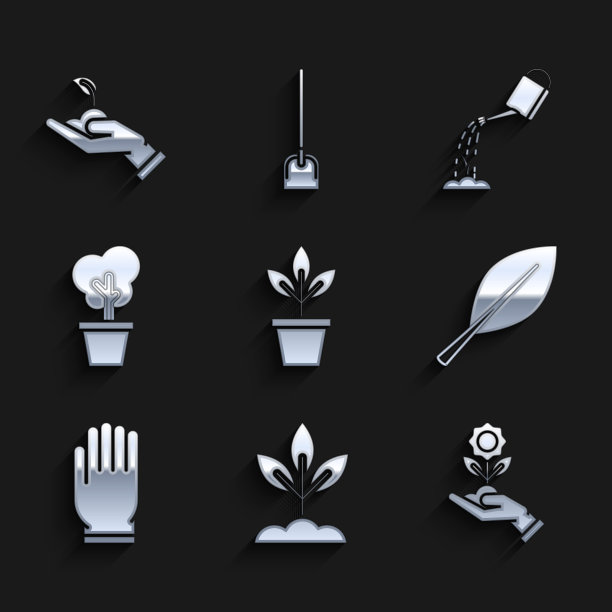 在盆栽植物中设置花手握花图片下载