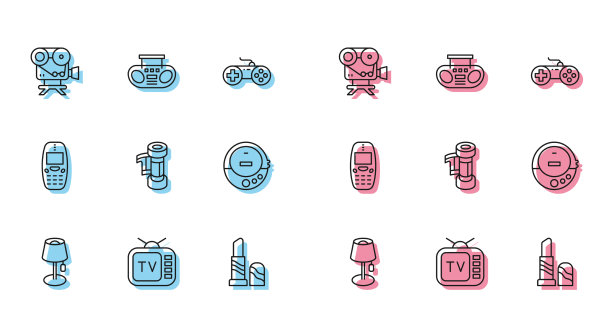 设置线落地灯复古电视电影摄像机图片下载