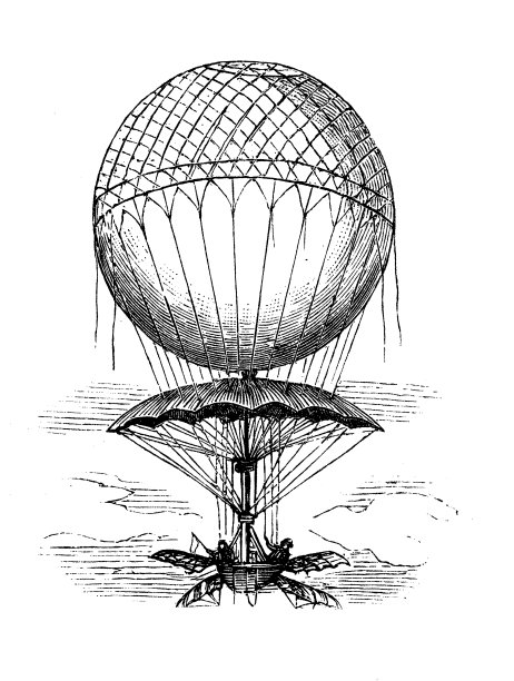 布兰查德热头发气球配备降落伞作为安全跳伞的手段(1785年)图片下载