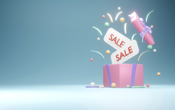 一个礼物盒的3D渲染概念，打开展示豪华的几何元素和商业设计的销售纸。3 d渲染插图。图片下载